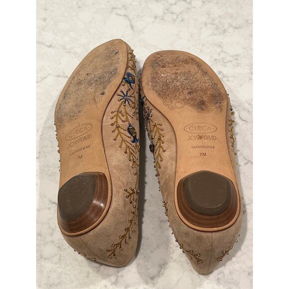 Circa Joan & David Women’s Embellished Floral Suede Slip On Shoes Size 7 Cream - Picture 6 of 7